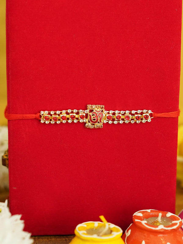 Multicolor Handmade Diamond-Stone Rakhi Comes with Rakhi Card & Roli Chawal
