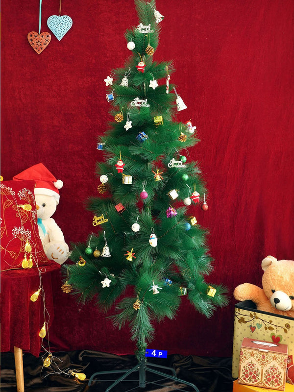 Green Christmas Artificial Pine Tree 4ft with 101 Ornaments Decor