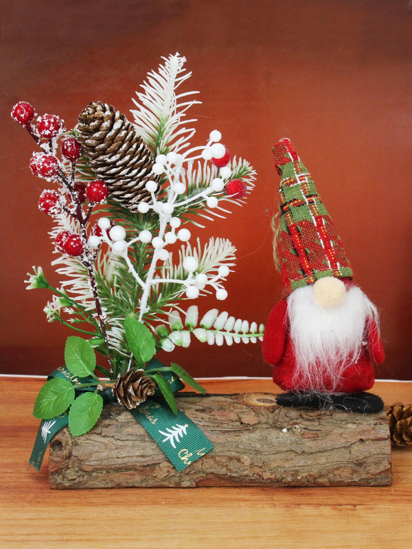 Red & Green Christmas Table Top Tree with Santa Claus Showpiece