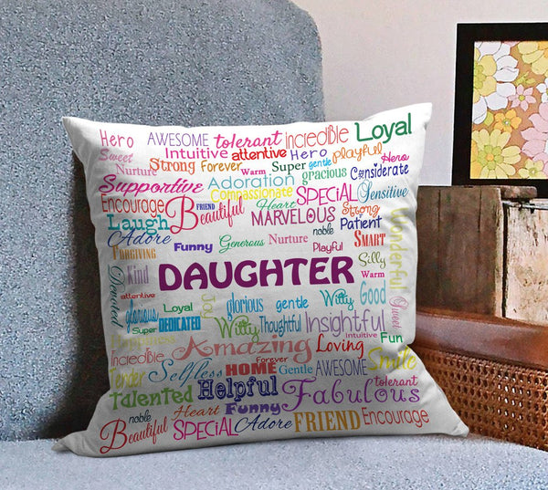 Birthday Gift for Daughter Printed Cushion(12 inch X 12 inch with Filler) - Daughters Day Gift for Daughter and Girls
