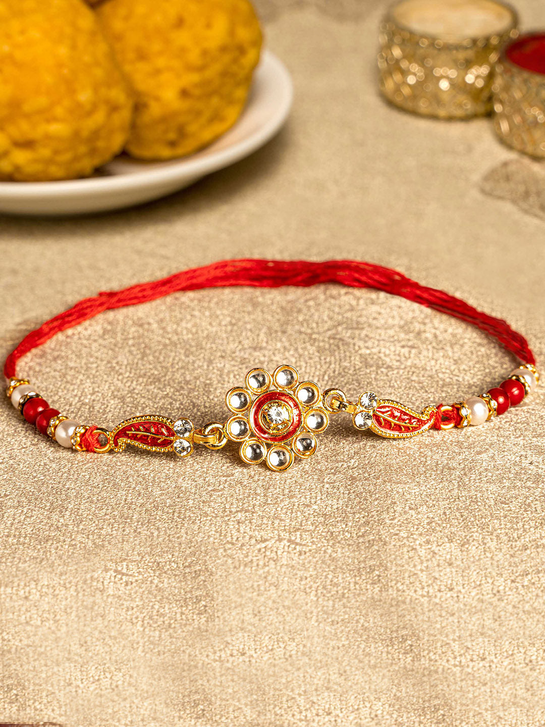 Buy | Raksha Bandhan Handmade Stone Rakhi | Rakhi Card & Roli Chawal ...