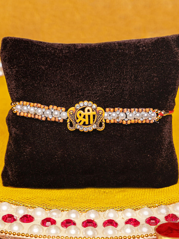 Handmade Designer Sri Rakhi Comes with Wishes Card & Roli Chawal Tika