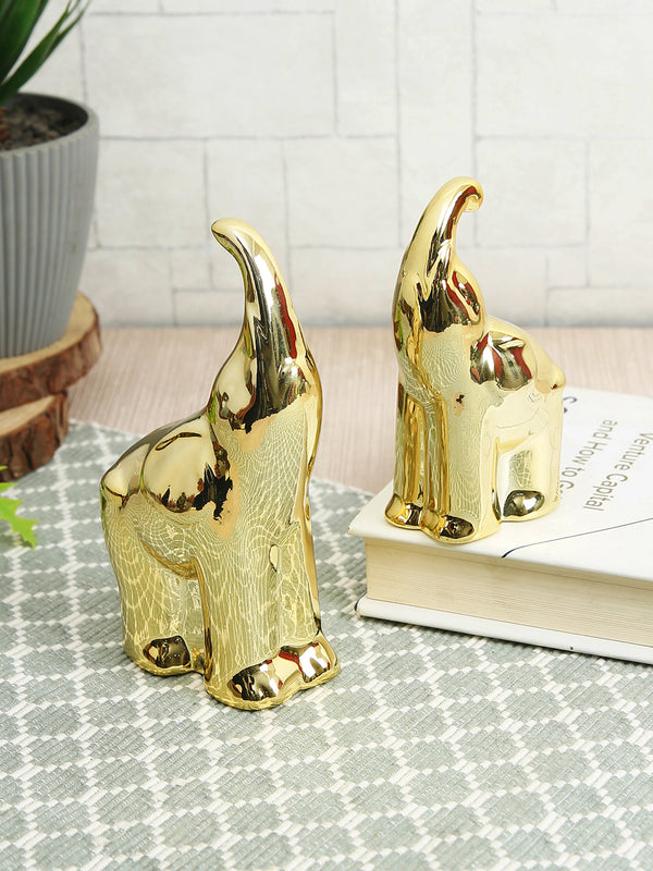 2-Pcs Beige Elephant Showpieces