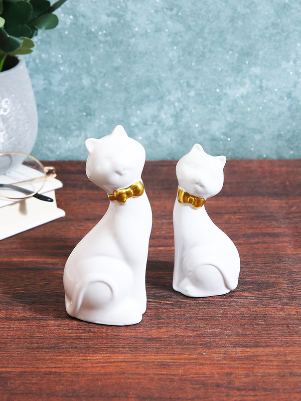 Set Of 2 Cat Couple Ceramic Showpiece Statue