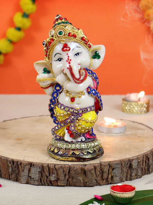 White Ganesha Idol Statue Showpiece