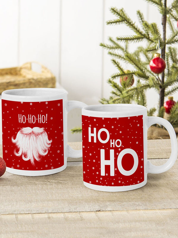 Set Of 2 White & Red Christmas Christmas Coffee Mug Cups