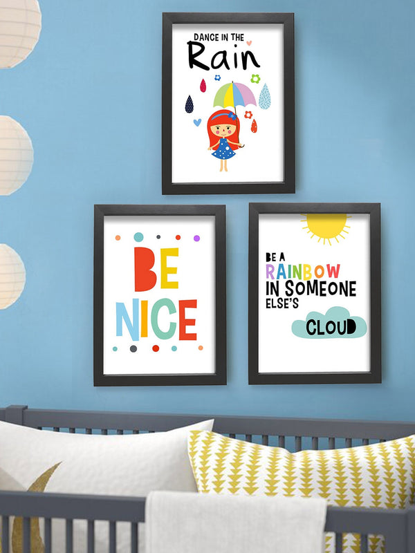 Set Of 3 Multicolor Quotes Printed Wall Art