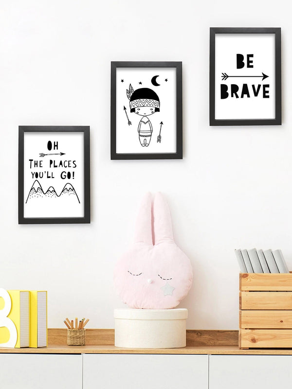 Multi-Coloured Set Of 3 Printed Framed