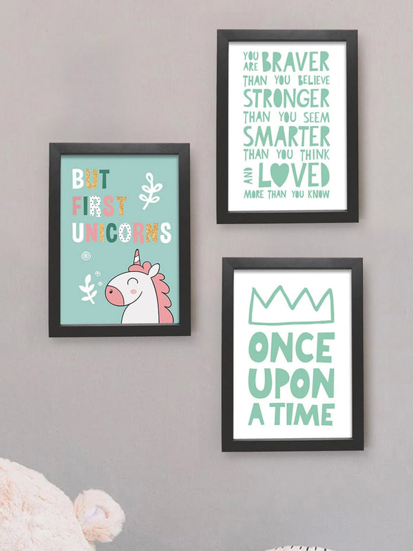 Set Of 3 Unicorn Framed Wall Art