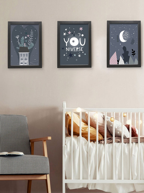 Multi-Coloured Set Of 3 Printed  Wall Art