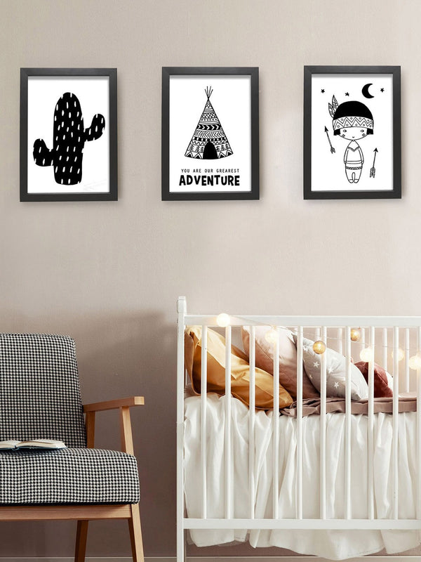 Set Of 3 White & Black Quotes Printed Poster