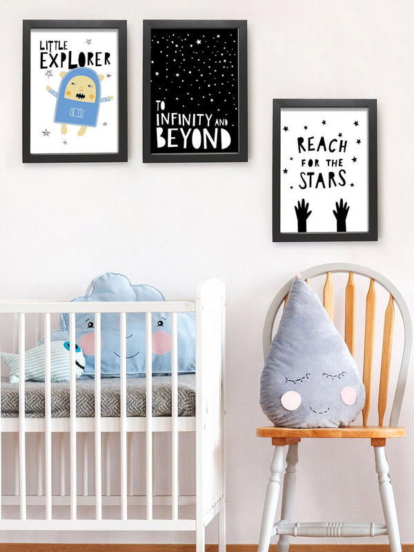 Set of 3 Multicoloured Quotes Printed Wooden Frame