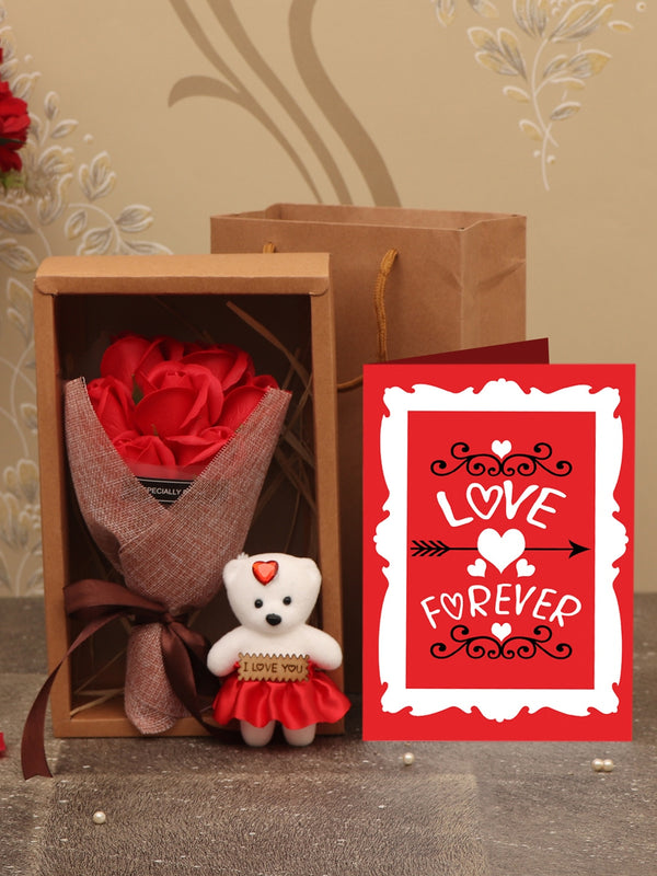Artificial Scented Flower Bouquet With Mini Teddy