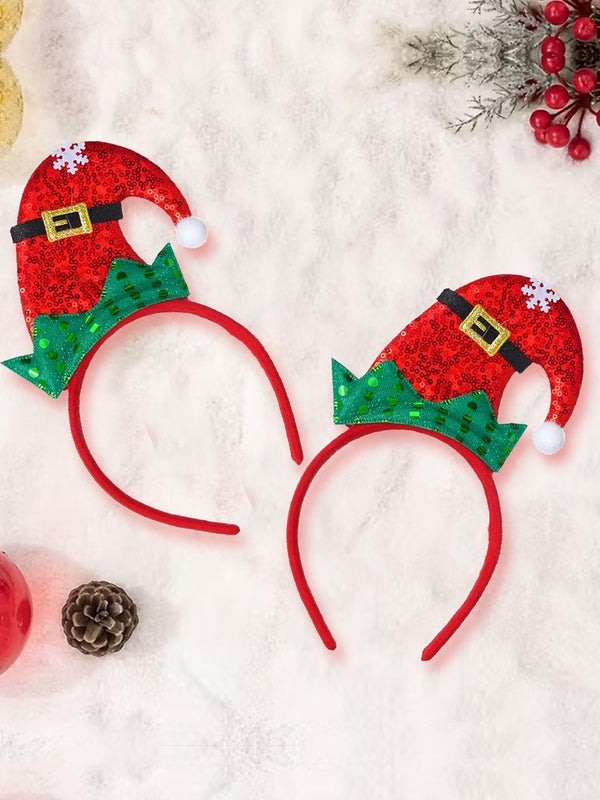 Set of 2 Red Christmas Reindeer Antler Headbands