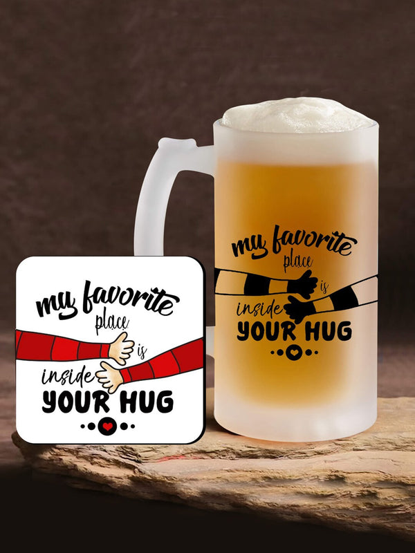 Valentine Gift Set White & Black Frosted Beer Mug