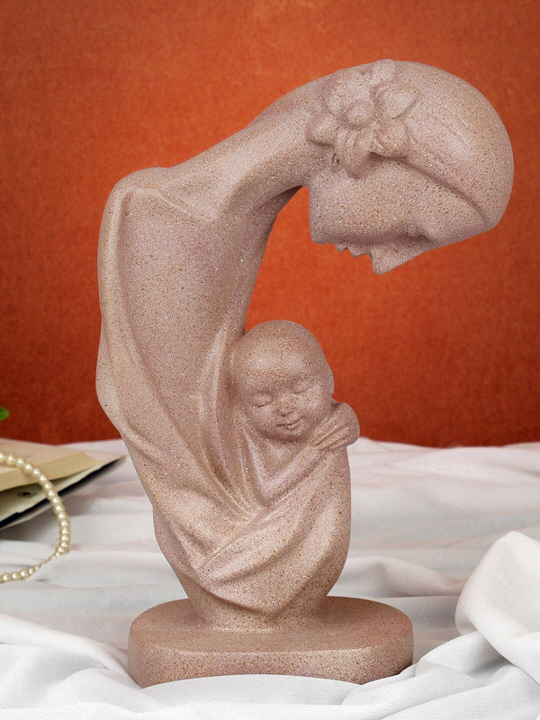 Beige-Colored Mother with Child Love Statue