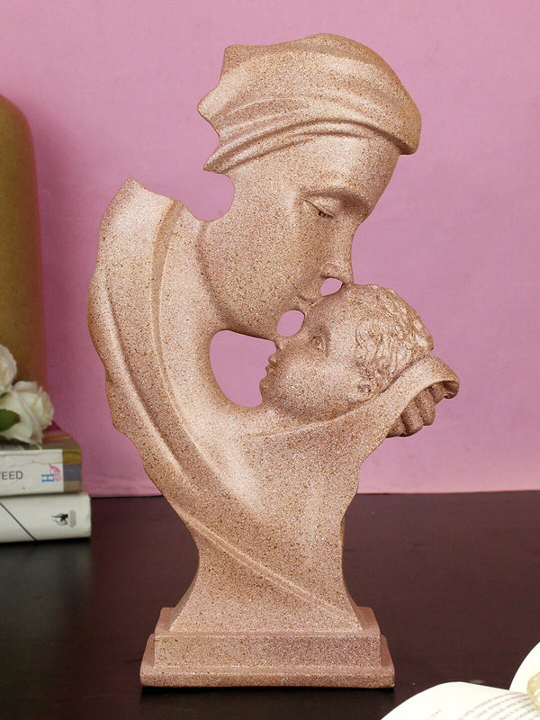 Beige-Colored Mother with Child Love Statue