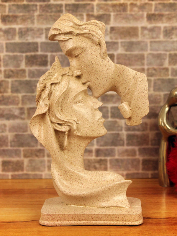Beige Romantic Couple Face Figurine Showpiece