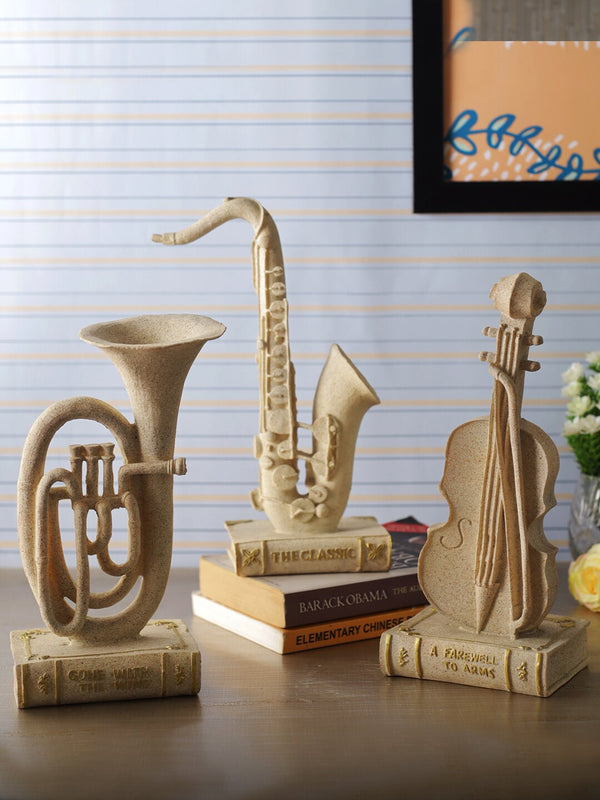 Beige Tuba Violin & Saxophone Musical