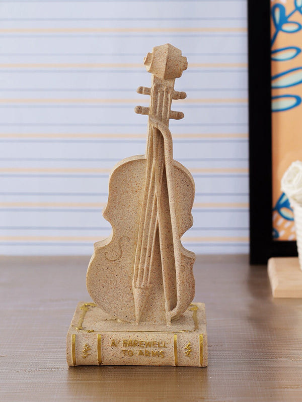 Beige & Gold-Toned Violin Musical Instrument