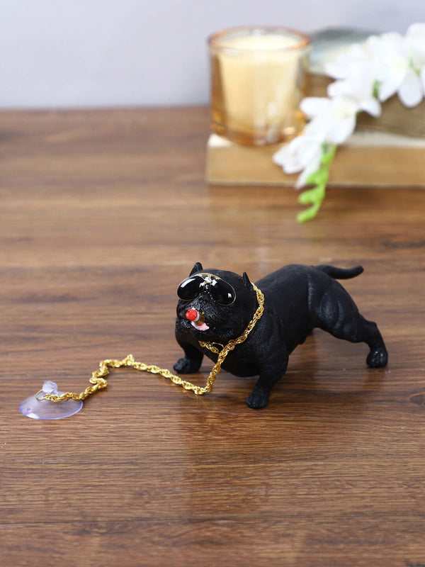 Black & Gold-Toned Bulldog With Chain
