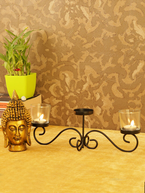 Black & Transparent Table Candle Holder