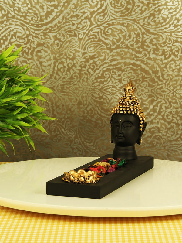 Black and Gold-Toned Buddha Tray Show Pieces