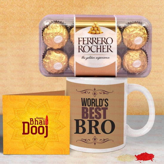 World Best Bro Chocolate Mug Combo with Moli Roli Chawal Pack