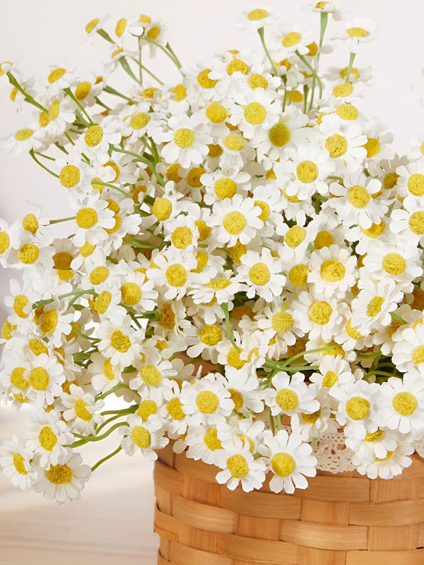 10 Pieces White And Yellow Artificial Daisy Flower Bunch