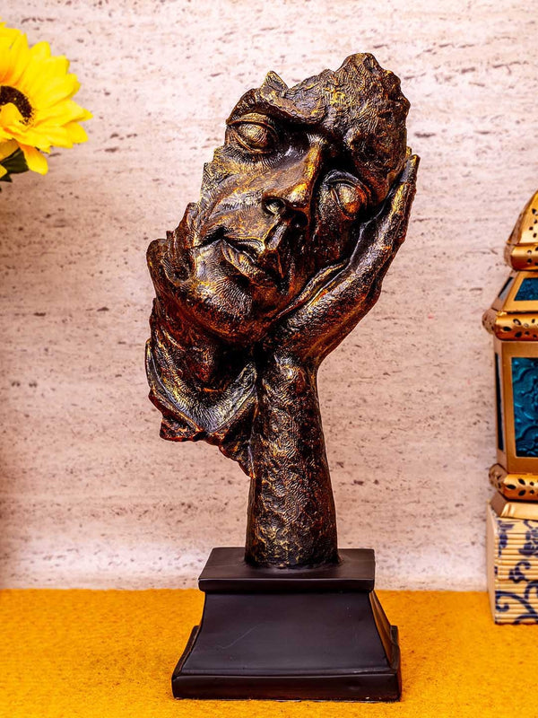 Brown & Black Decorative Human Face Statue