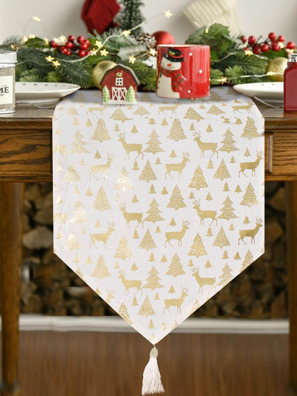 Christmas White Printed Table Runner