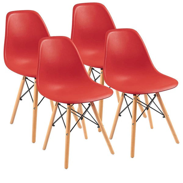  DSW Chair for Home Living Room Bed Room café Office Accent Chair (Red) (Set of 4)