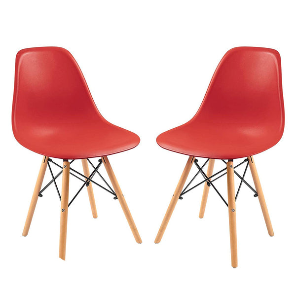  DSW Chair for Home Living Room Bed Room café Office Accent Chair (Red) (Set of 2)