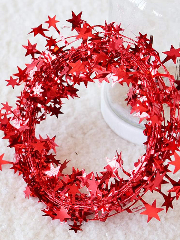 Christmas 10 Meter Red Star Wire Garland (Pack of 2)