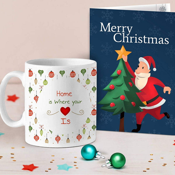 Christmas Printed Coffee Mug(320 Ml) With Greeting Card