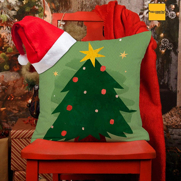 Christmas Decorations For Home Cushion Cover With Filler (12 Inch X 12 Inch) & Cap