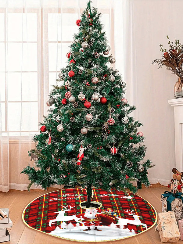 Christmas Tree Skirt Round Cloth Double Layered Festive Decor