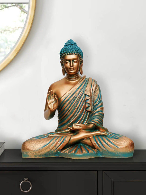 Copper-Toned Decorative Lord Buddha Idol