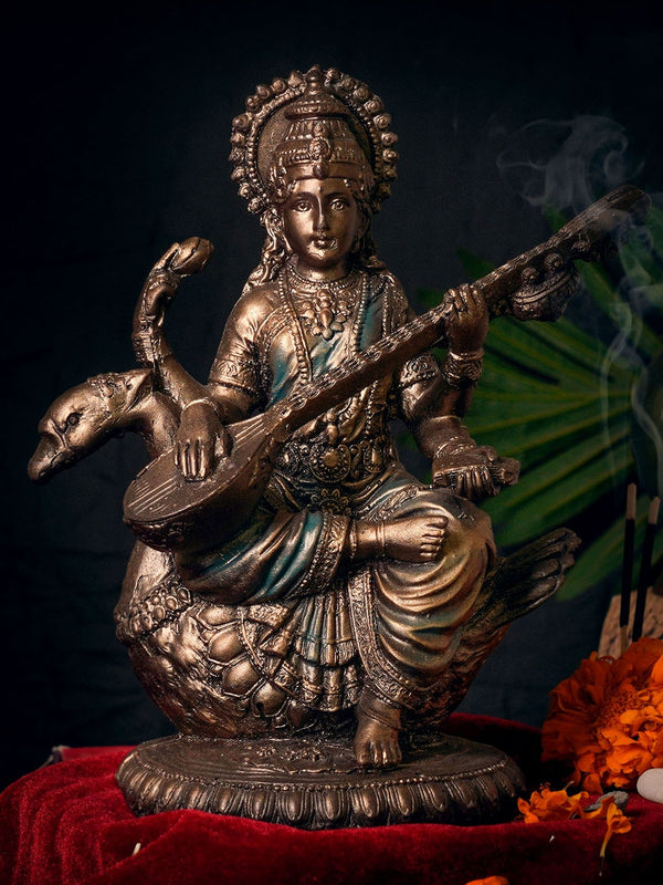 Copper-Toned Maa Saraswati Idol