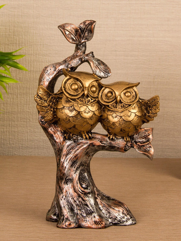 Copper-Toned & Gold-Toned Decorative Owl 