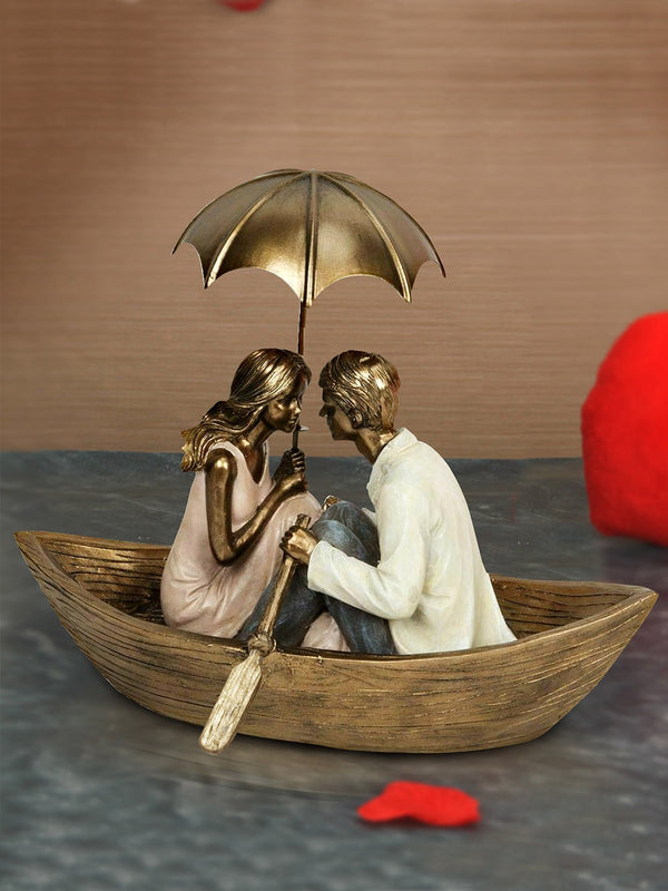 Copper-Toned and White Valentine Romantic Couple Showpiece