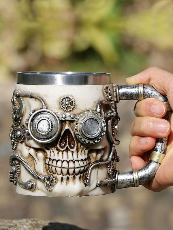 Silver Toned & Beige Coffee Mug