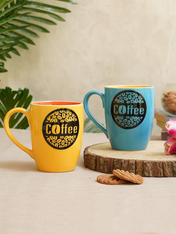 Set of 2 Printed Ceramic Coffee Mugs