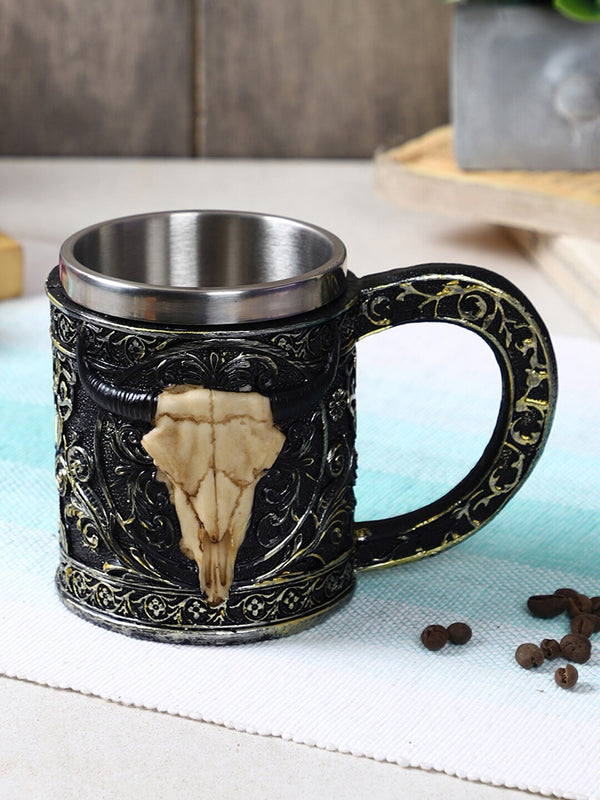Silver-Toned & Black Handcrafted Coffee Mug