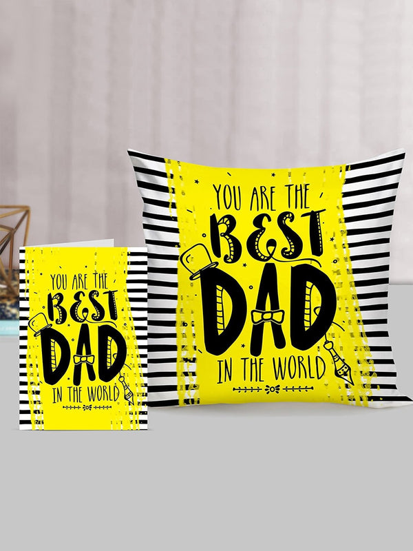 Yellow & Black Fathers Day Gift Set Printed Cushion