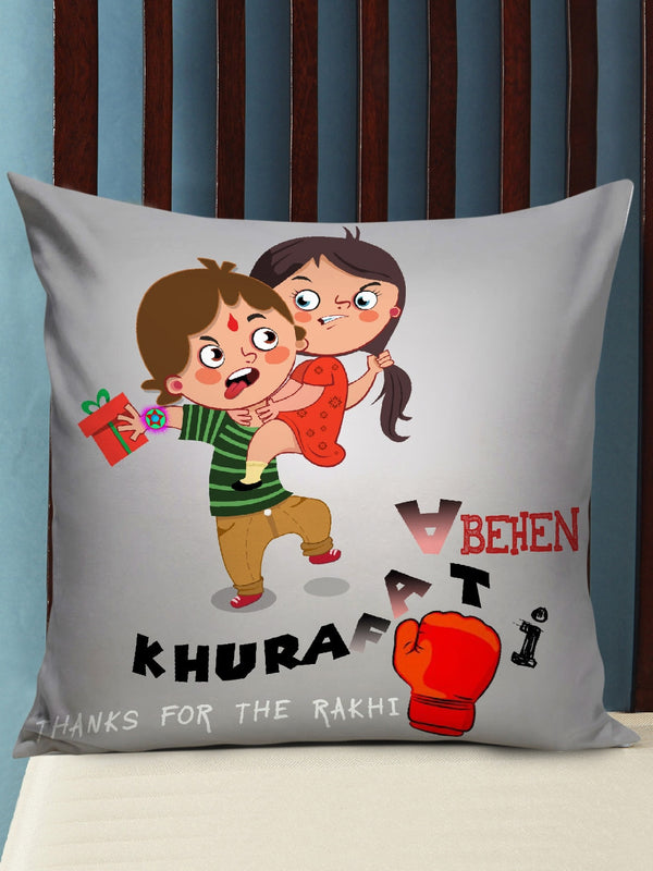 Multicoloured Printed Cushion Cover with Filler