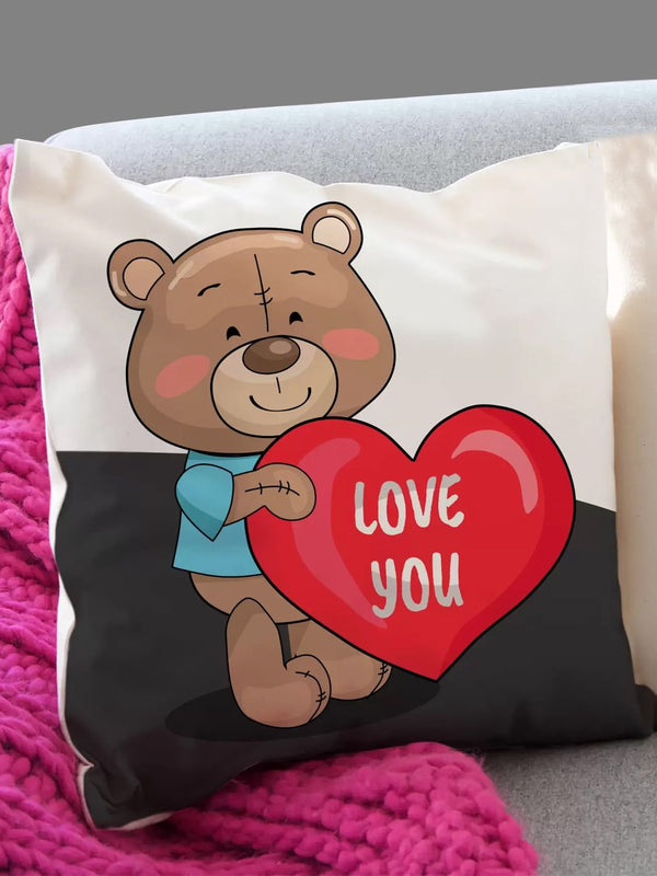 White & Brown Colourblocked Satin Cushion