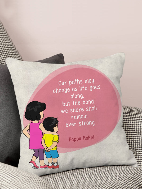 Pink Printed Cushion Cover with Filler
