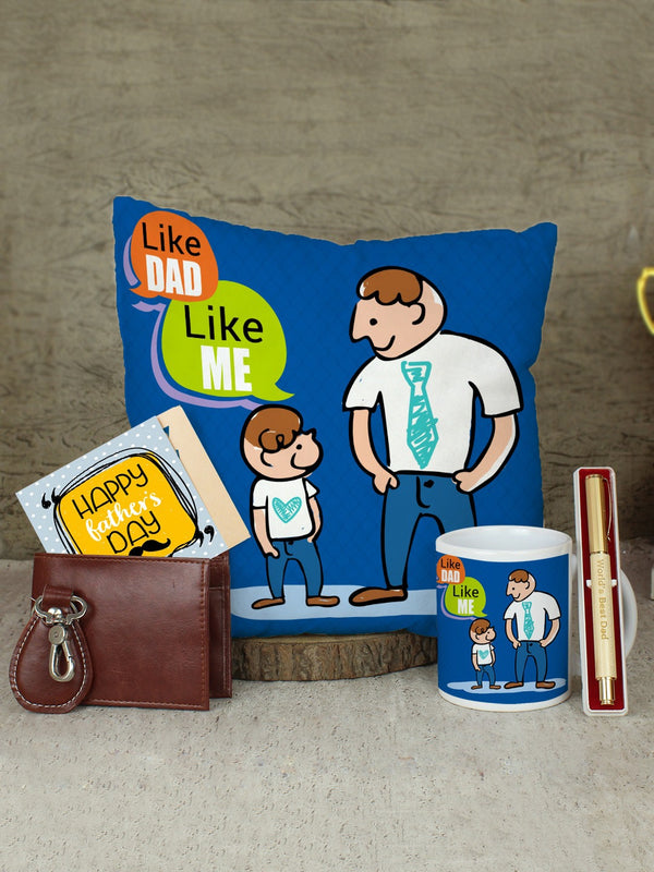 White & Blue 5-Pieces Printed Fathers Day