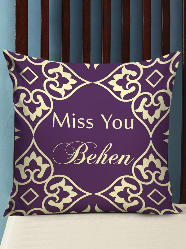 Purple & Gold-Toned Printed Cushion